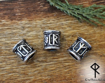 Viking Runes Beard Bead: Norse Hair Dreadlock Accessory