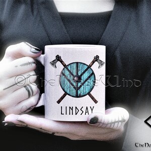 Custom Name Viking Mug, Personalized Shield Maiden Mug - Viking Women Gift, Lagertha Shield Mug, Viking Coffee Mug, Norse Mythology