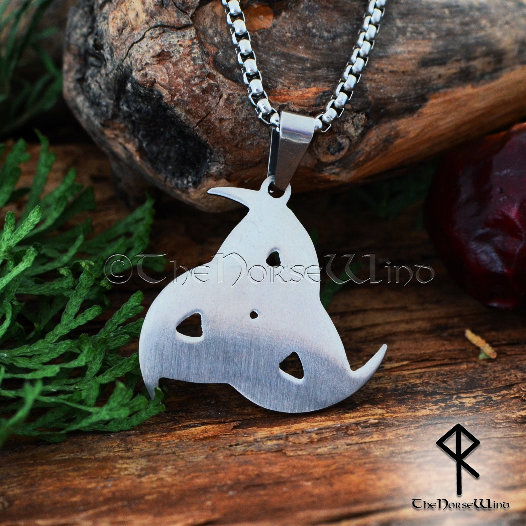GIOIELLI con il triplo corno di Odino, collana del dio nordico Odino, simbolo vichingo, mitologia nordica, ciondolo Triskele, triskele a tre corna, pagano, segno di Odino - Italia