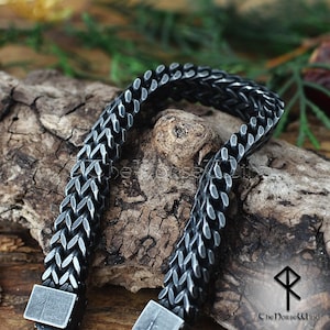 Viking-kettingarmband, massief brons stalen zware herenarmband, 13 mm dubbele vossenstaartketting, Franco-schakelarmband, Viking-sieraden