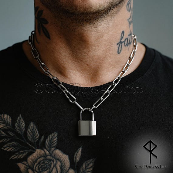Punk Padlock Necklace – Grunge Industrial Lock Pendant, 316L