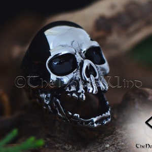 Doodshoofdring, Viking Draugr Gothic Skull Ring, US 7-13, massief roestvrijstalen herenring, Noorse mythologie ondode ring, Viking-sieraden
