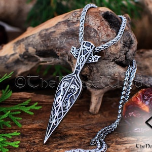 Gungnir Viking Necklace Odin s Spear Head Stainless Steel Arrowhead Pendant With Celtic Knots Viking Jewelry Norse Mythology Etsy