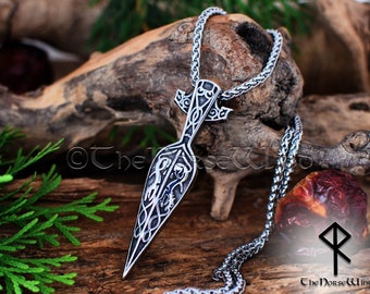 Gungnir Viking Necklace - Odin's Spear Head, Stainless Steel Arrowhead Pendant with Celtic Knots, Viking Jewelry, Norse Mythology