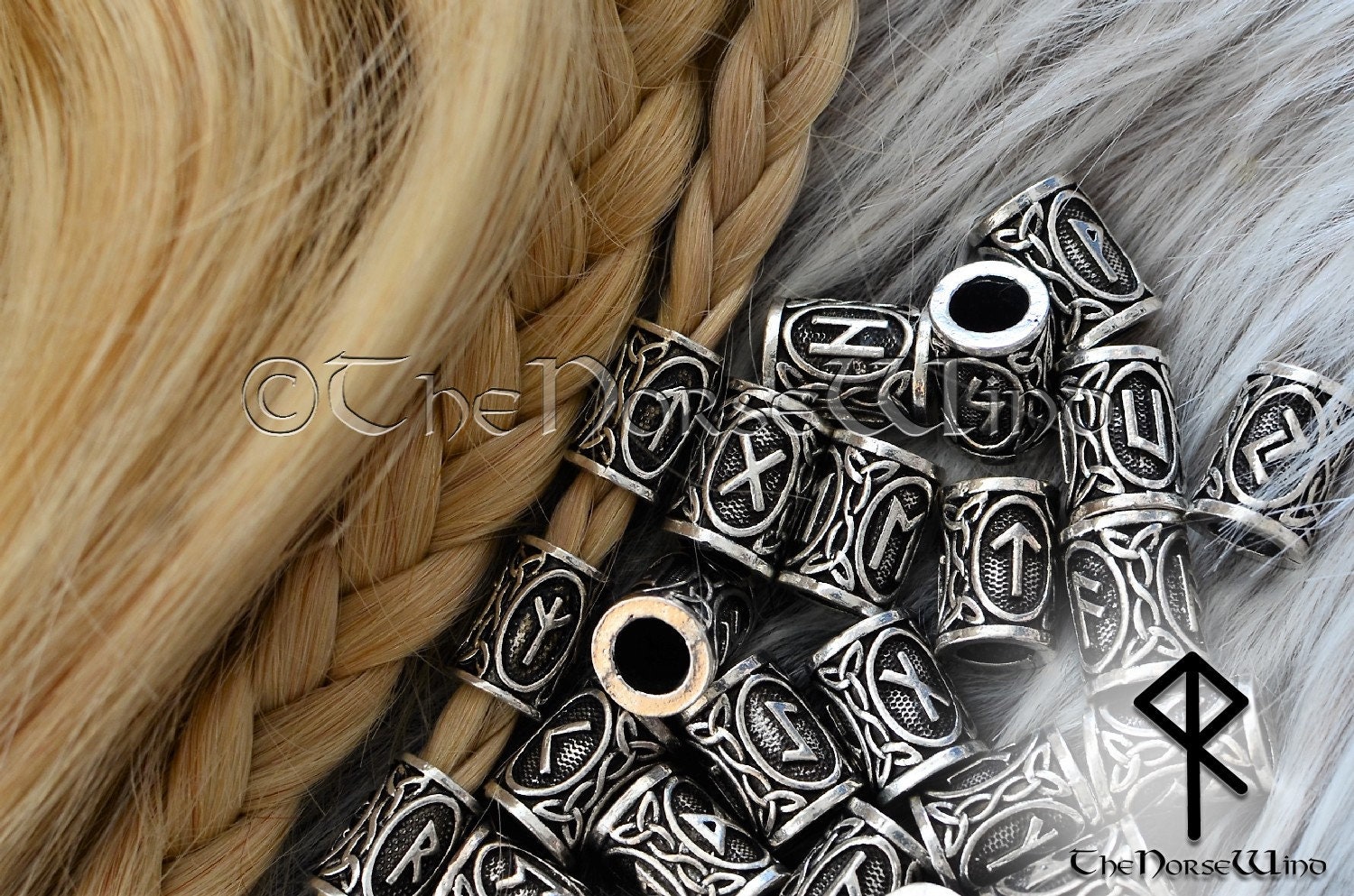 Viking Beard Beads Futhark Runes Hair Bead Dwarven Beard Ring, Asatru ...