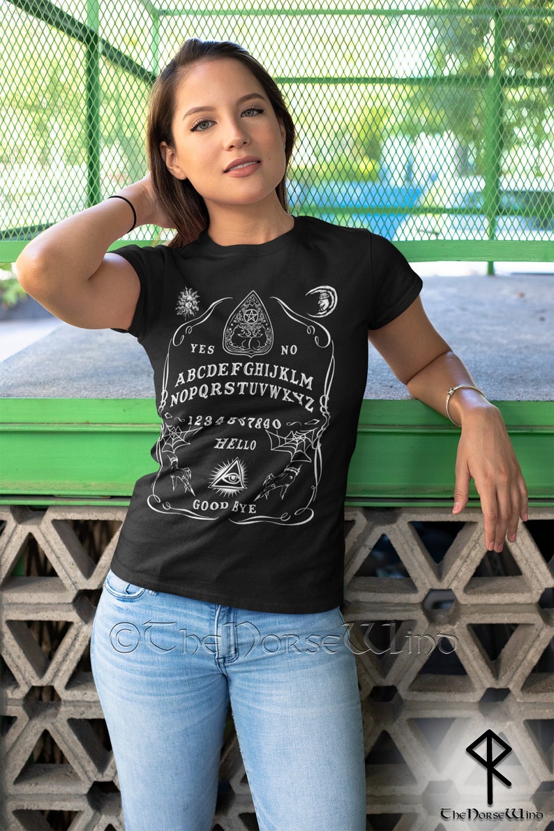 Spirit Board T-Shirt, Witch Ouija Board T-Shirt in Black, Witch Gothic Tee, Wiccan Clothing Witches Gift - Pagan Tee Shirt, Unisex / S - 5XL image 9