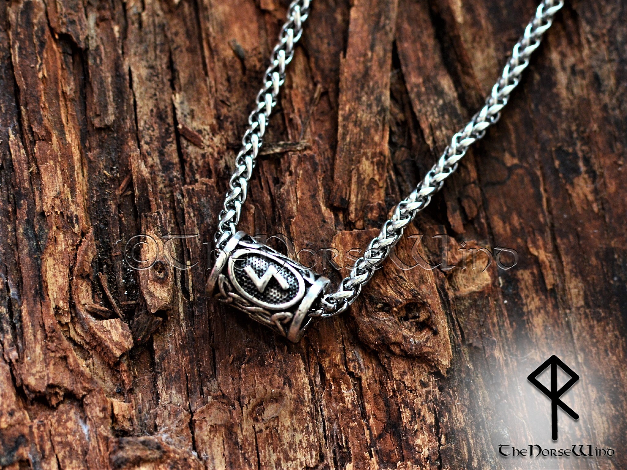 Collier Viking Homme Acier Inoxydable - Pendentif Rune Avec Anneau De Möbius, Cordon Noir