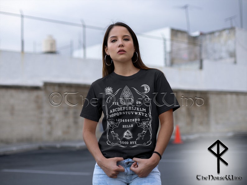 Spirit Board T-Shirt, Witch Ouija Board T-Shirt in Black, Witch Gothic Tee, Wiccan Clothing Witches Gift - Pagan Tee Shirt, Unisex / S - 5XL image 2