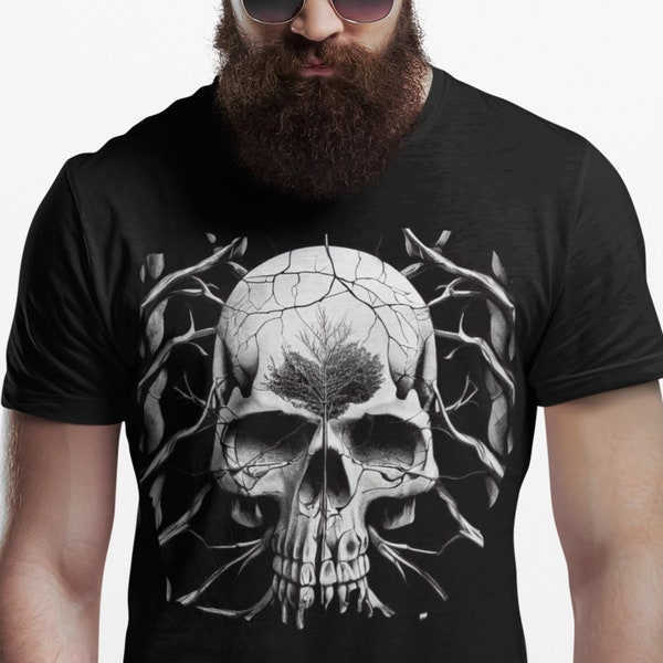 T-shirt tête de mort viking, t-shirt tête de mort mythologie nordique, t-shirt graphique nordique pour hommes, streetwear Viking unisexe, toutes les tailles S-5XL