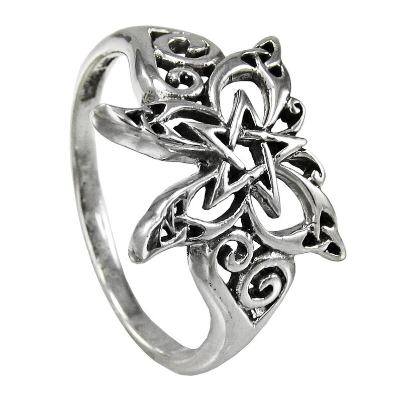 Butterfly Pentacle Ring Pentacle Jewelry Pentagram Jewelry Etsy