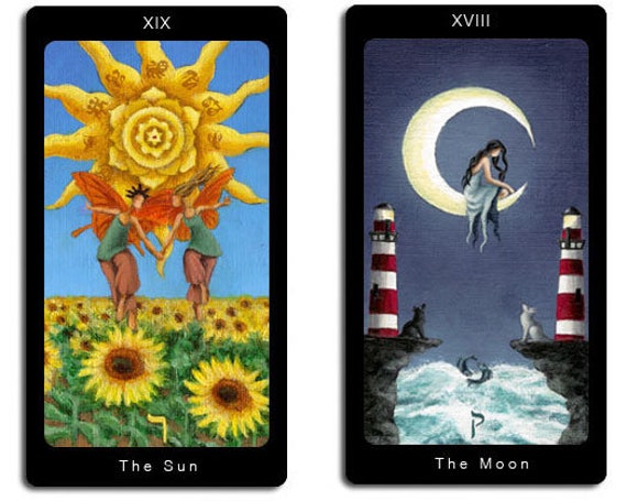 JUXYES Tarotkarten Hülle PU-Leder - Sonne & Mond Design Für Standard Tarot Decks