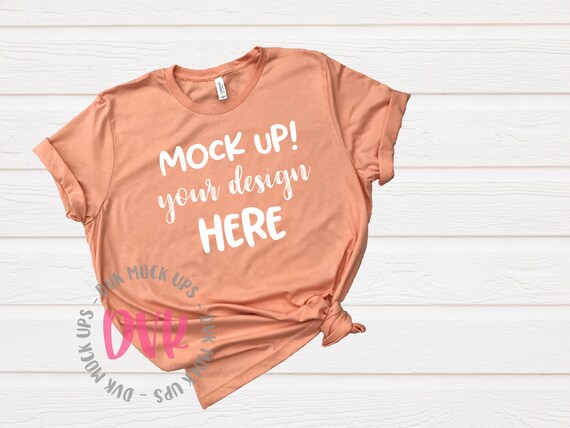 Mock Up Bella Canvas 3001 Peach Unisex T-Shirt Mockup Mock Up Bella Canvas 3001 Peach Unisex T-Shirt Mockup