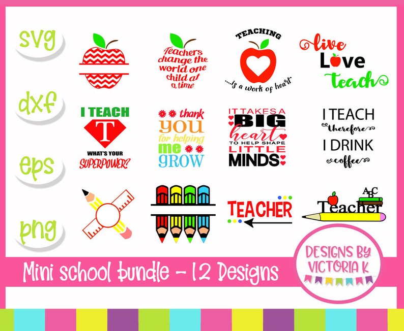 Download Teacher Bundle 12 Files teacher apple pencil gift SVG | Etsy