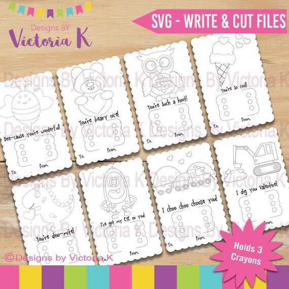 Download Items similar to Valentine's Crayon Cards, 8 Designs ...