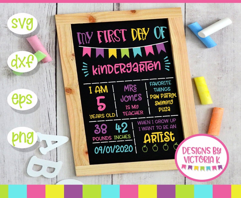 Download First Day Of School Sign Chalkboard Design Cut File Uk Etsy