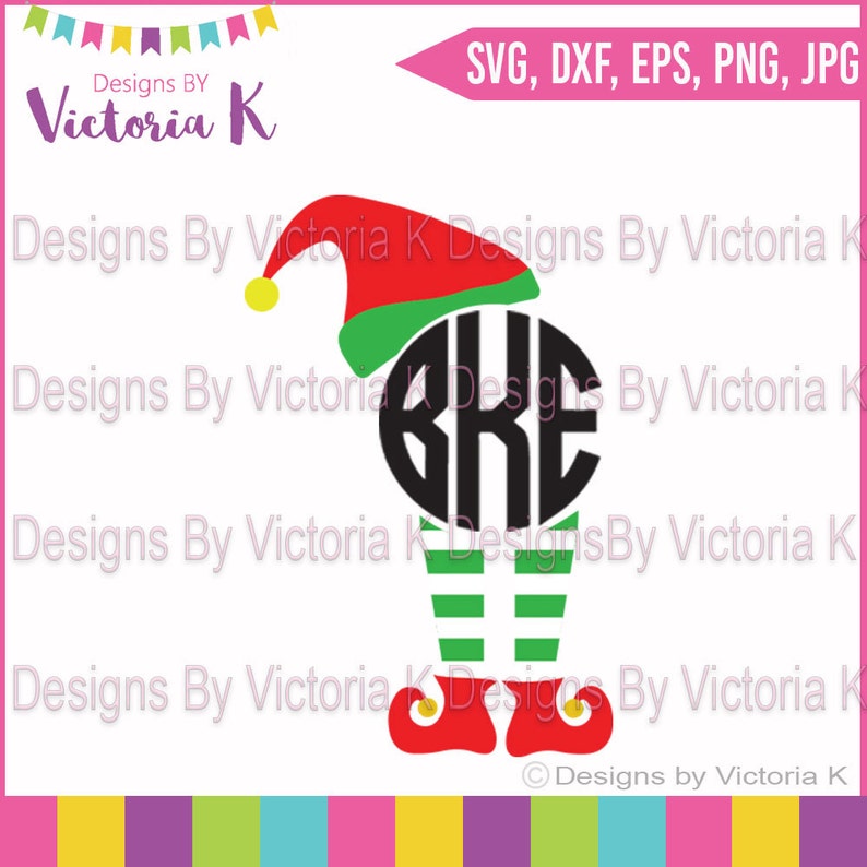 Download Elf Hat and Legs Monogram SVG PNG EPS Files Cricut Design ...