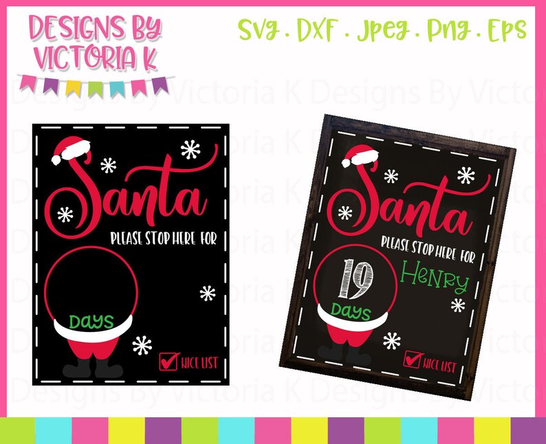 Santa Chalkboard svg The Original Christmas Countdown | Etsy