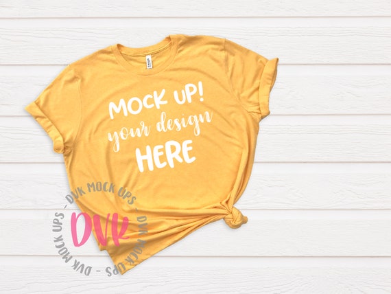 Mock Up Bella Canvas 3001 Yellow Gold Unisex T Shirt Mockup Etsy
