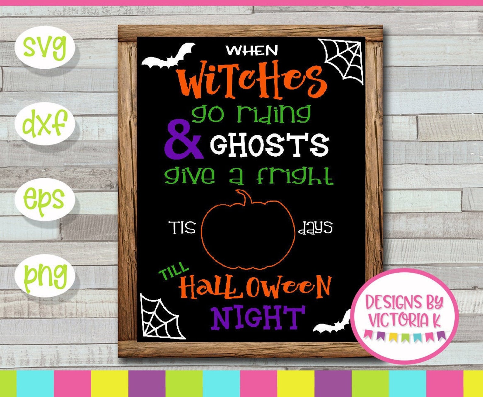 Halloween Countdown Chalkboard svg Halloween svg Wood sign Etsy