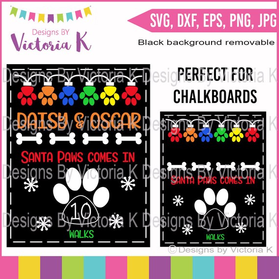 Download Free Santa Chalkboard Christmas Dog Svg Christmas Countdown Dog Etsy SVG DXF Cut File