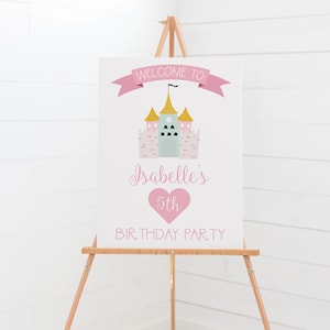 Personalised Princess Castle Birthday Welcome Sign - Digital or Printed Copy - A1, A2, A3 or A4