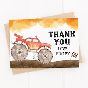 Biglietti di ringraziamento personalizzati per compleanno Monster Truck - Con buste