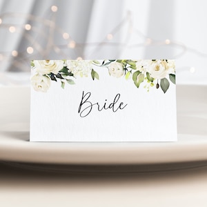 Personalizowane karty z nazwami miejsc White Rose - Karty miejsc, zawieszki