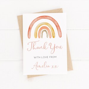 Tarjetas de agradecimiento personalizadas Boho Rainbow - Bautizo, bautismo, cumpleaños, comunión, invitaciones del día del nombramiento - Con sobres