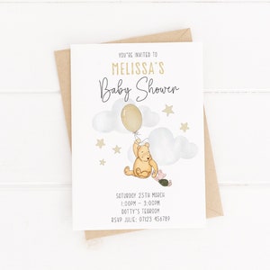 Winnie the Pooh classico personalizzato - Inviti per baby shower - Festa della mamma