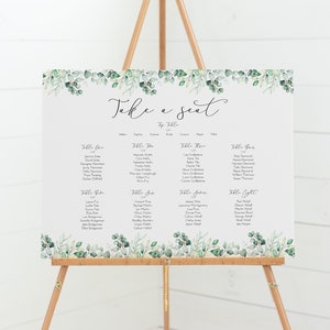 A1, A2 or A3 Eucalyptus Seating Plan Wedding Welcome Sign - Table Plan - Seating Map - Minimalist Design - Digital or Printed Copy