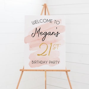 Personalised Rose Gold / Gold Birthday Welcome Sign A1, A2, A3 or A4 Any Age Digital or Printed Copy image 1