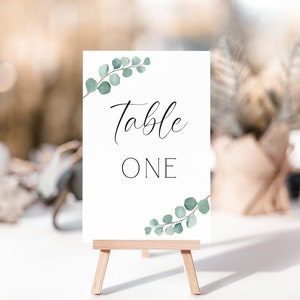 Eucalyptustak - tafelnummerkaarten bruiloft - naamkaartjes tafel