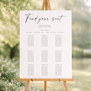 A1, A2 or A3 Minimalist Seating Plan Wedding Welcome Sign - Table Plan - Seating Map - Modern Minimalist Design - Digital or Printed Copy