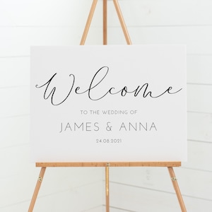 Personalised Wedding Welcome Sign - Minimalist Simple Design - Digital or Printed Copy - A1, A2, A3 or A4