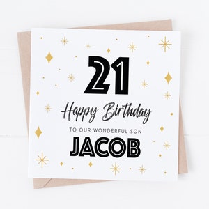 Gold und Schwarz - Alles Gute zum Geburtstag Karte - Personalisieren Sie mit jedem Text - 16., 18., 21., 30., 40., 50., 60., 70., 80., 90
