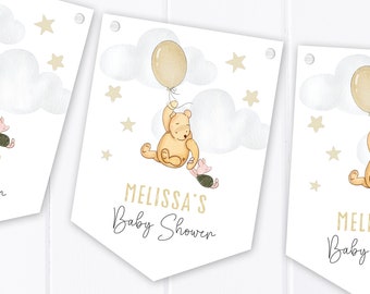 Personalised Baby Shower Bunting - Classic Winnie the Pooh Design - Party banner Decoration - Mummy to be