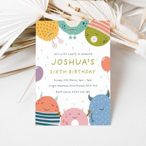 Monster Party - Party Invitations - Personalised Birthday Party Invites - With Envelopes