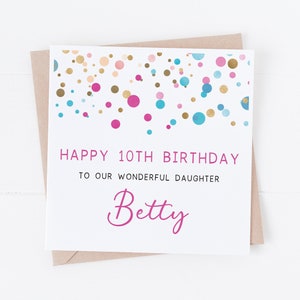 Personalisierte rosa Konfetti alles Gute zum Geburtstagkarte - Personalisieren Sie mit jedem Text - Geburtstag der Kinder oder Erwachsenen