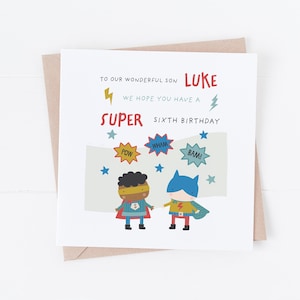 Personalisierte Little Hero Superhero Geburtstagskarte - Personalisieren Sie mit jedem Text oder Alter - 1., 2., 3., 4., 5. Geburtstag