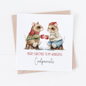 Gepersonaliseerde peetouders schattig stel kerstkaart - personaliseren met tekst