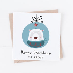 Personalisierte Lehrer Weihnachtskarte - Beste Geschenk für Lehrer - Schulweihnachtsgeschenk - Weihnachtsmann, Rentier, Eisbär