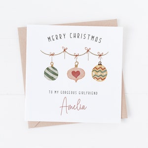 Petite amie personnalisée - femme - carte de Noël - conception de boules - BB1