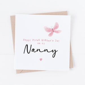 Première carte de fête des mères des grands-parents - aquarelle papillon rose - grand-mère, grand-mère, grand-mère, grand-mère, nounou, maman, maman MH1PB