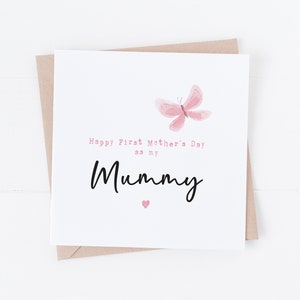 Première carte de fête des mères - papillon rose aquarelle - maman, maman, grand-mère, grand-mère MH1PB