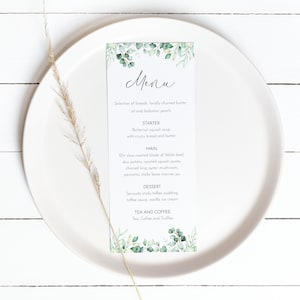 Eucalyptus - Personalised Wedding Menu Cards - Pack of 10