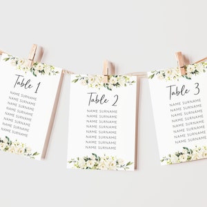 Weiße Rose - Hochzeit Sitzplan Karten - Sitzplan