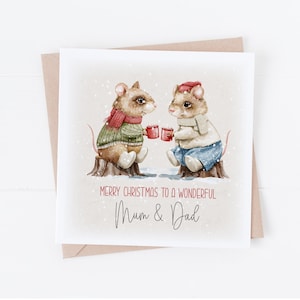 Personalisierte süße Paar Weihnachtskarte - Personalisieren Sie mit jedem Text - Mama und Papa, Oma und Opa, Tante Onkel, Nana und Papa, Großeltern