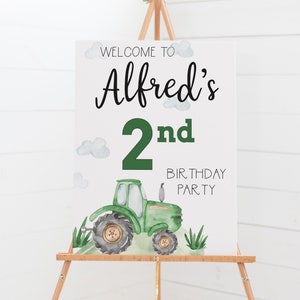Personalised Green Tractor Birthday Welcome Sign - Digital or Printed Copy - A1, A2, A3 or A4