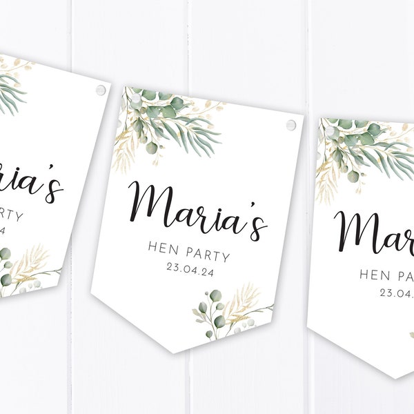 Gepersonaliseerde vrijgezellenfeest - Bruidsdouche Bunting - Gouden Eucalyptus Design - Party banner Decoratie - Mama to be