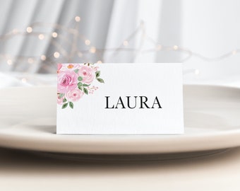 Personalised Pretty Pink Floral Place Name Cards  - Seating cards, tags